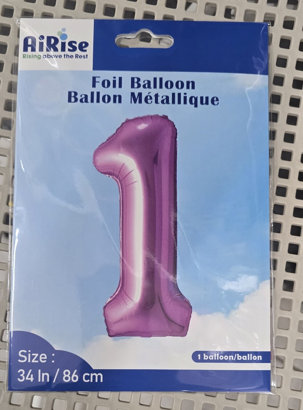 Foil Number 1 Balloon - Purple Metallic Size 34 Inches